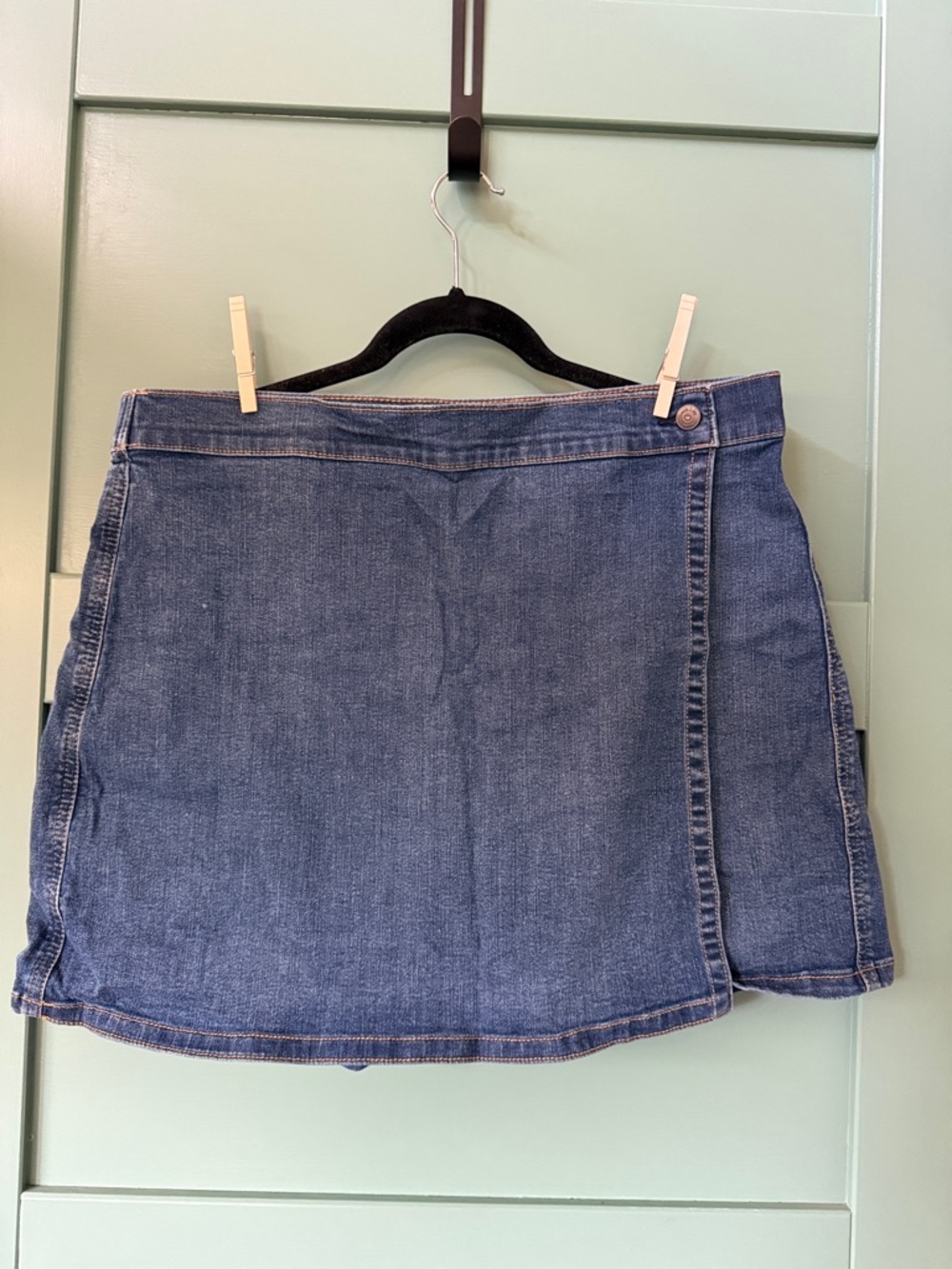 crown & ivy Blue Denim Mini Skirt with Side Button
